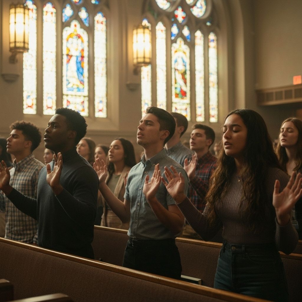 Students in chapel worship